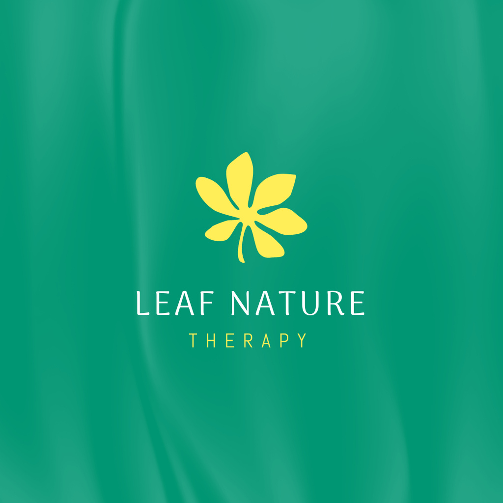 Natural Beauty Therapy Ad with Yellow Leaf Logo 1080x1080px Design Template