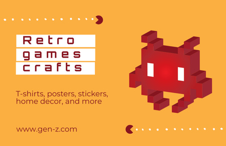 Retro Video Game Craft Production Services Business Card 85x55mm Design Template