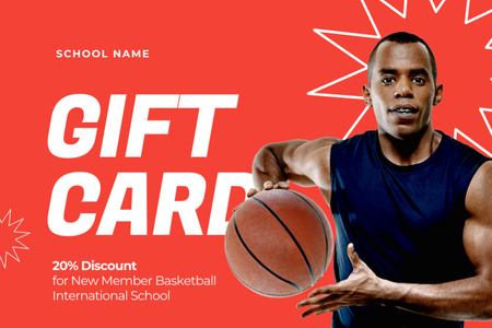 Discount for New Basketball School Members Gift Certificate Design Template
