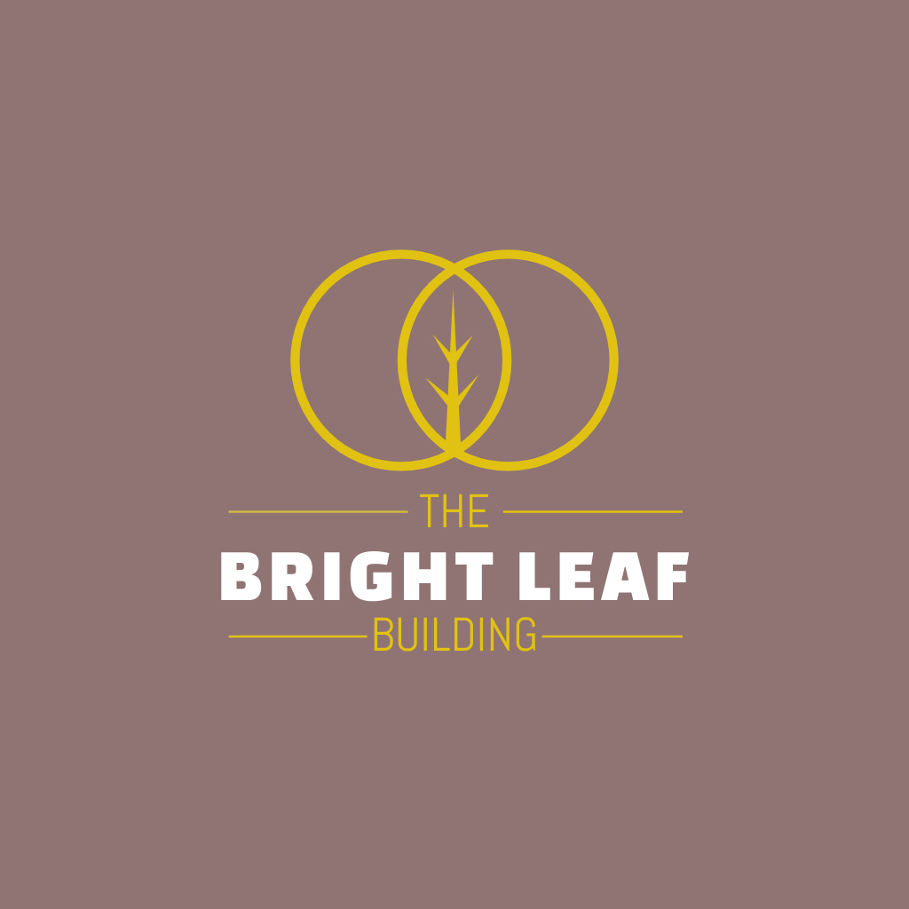Building Company Emblem with Leaf Logo Šablona návrhu