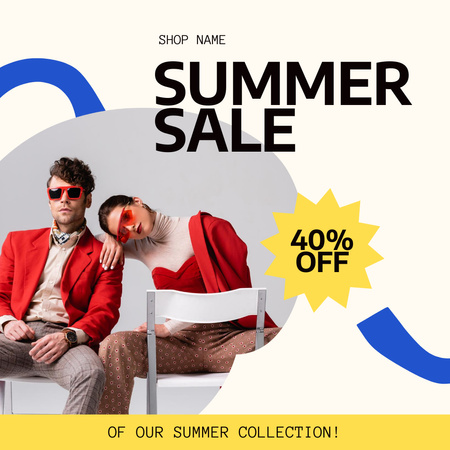 Summer Sale of Fashion Clothes for Men and Women Animated Post Design Template