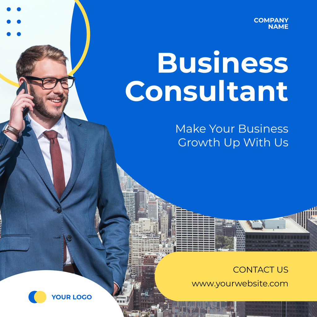 Ontwerpsjabloon van LinkedIn post van Consulting Services for Making Business Growth