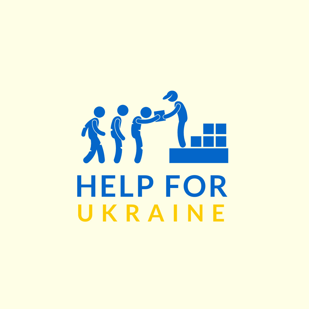 Stand with Ukraine with Illustration of Volunteering Logoデザインテンプレート