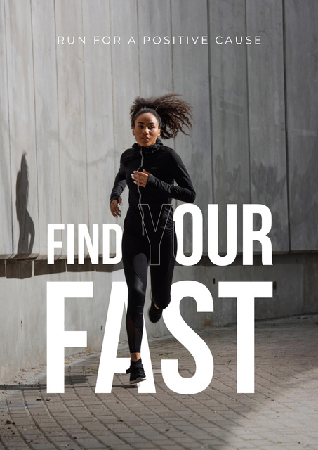 African American Female Runner Poster Design Template