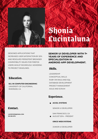 Ansioluettelo virkaehdokkaasta kirkkaan punaisella Resume Design Template