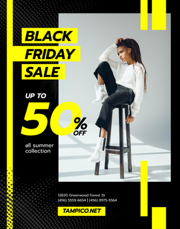 Black Friday Fashion Sale Offer Poster 22x28in Tasarım Şablonu