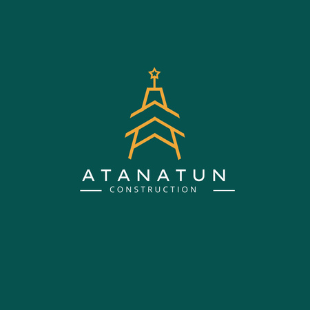 Emblem of Building Company on Green Logo 1080x1080px Šablona návrhu