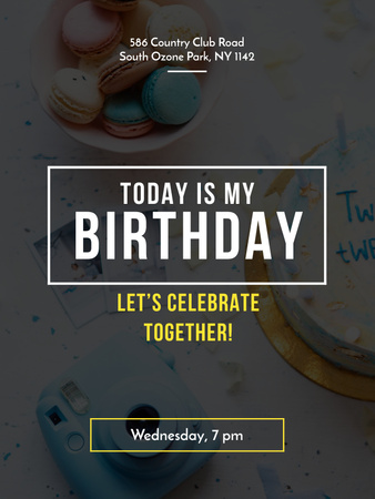 Birthday Party with Sweets on Table Poster US Design Template