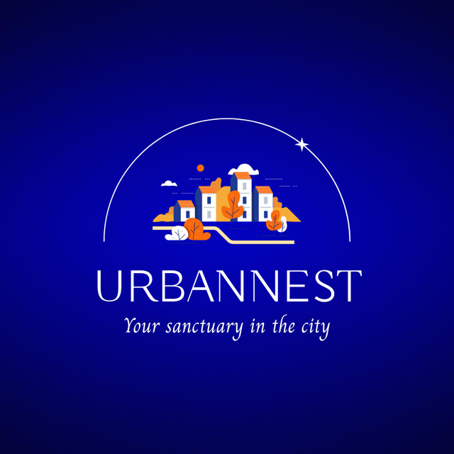 Urban Real Estate Agency Promotion In Blue Animated Logo Tasarım Şablonu