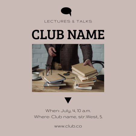 Designvorlage Literature Club Announcement für Instagram