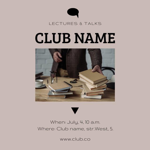 Plantilla de diseño de Literature Club Announcement Instagram 
