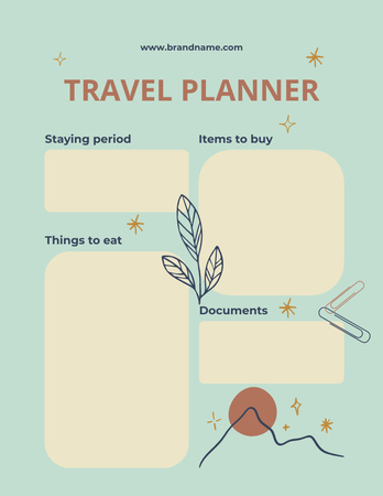 Travel Planner with Illustration of Mountains and Sun Notepad 8.5x11in Design Template