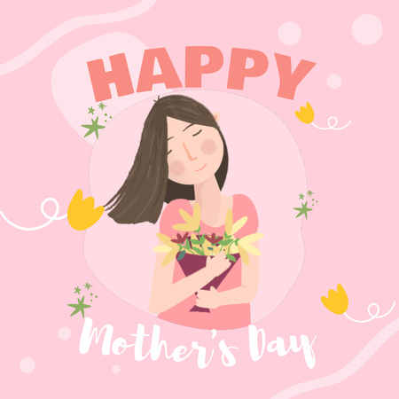 Mother's Day Greeting With Illustrated Bouquet Animated Post Design Template