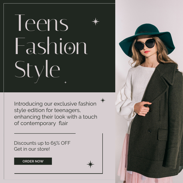Ontwerpsjabloon van Instagram van Teens Fashion Style With Discount And Hat