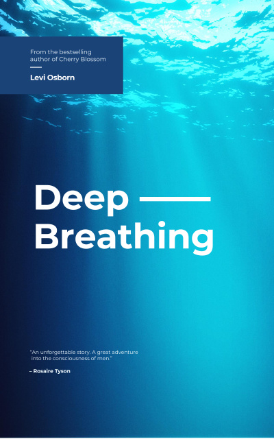 Deep Breathing Concept Blue Water Surface Book Cover Modelo de Design