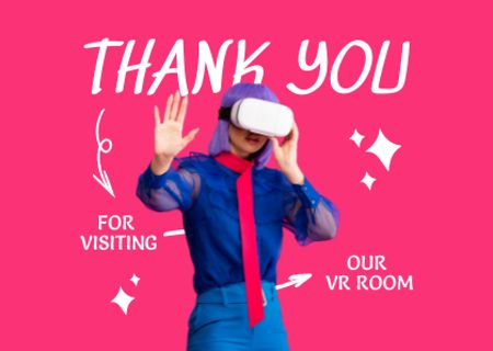 Platilla de diseño Woman in Virtual Reality Glasses Card