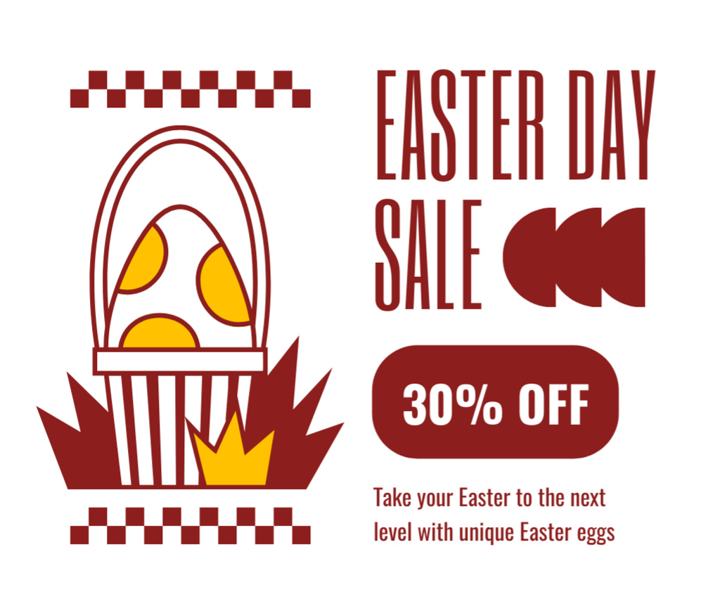 Easter Day Sale Announcement with Egg in Basket Facebook Design Template