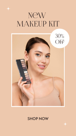 Attractive Girl Holding Eyeshadow Palette Instagram Story Šablona návrhu