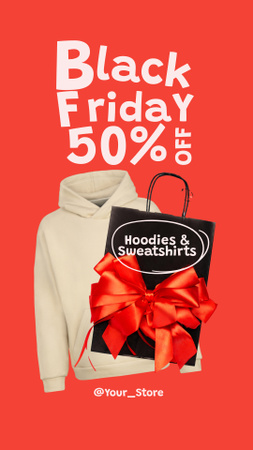 Plantilla de diseño de Hoodies and Sweaters Sale on Black Friday Instagram Story 