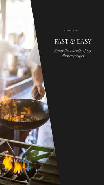 Restaurant Menu Chef Cooking on Frying Pan Instagram Video Story Modelo de Design