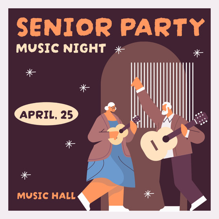 Aging Party With Music Night Announcement Instagram Design Template