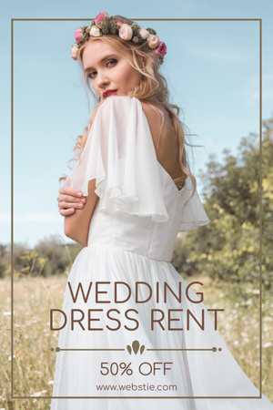 Designvorlage Wedding Dress Rent Shop Offer für Pinterest