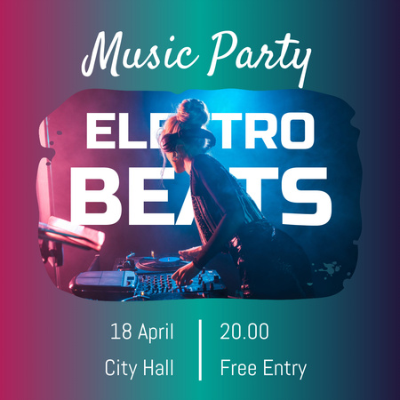 Electronic Music Night Party Announcement Instagram Design Template
