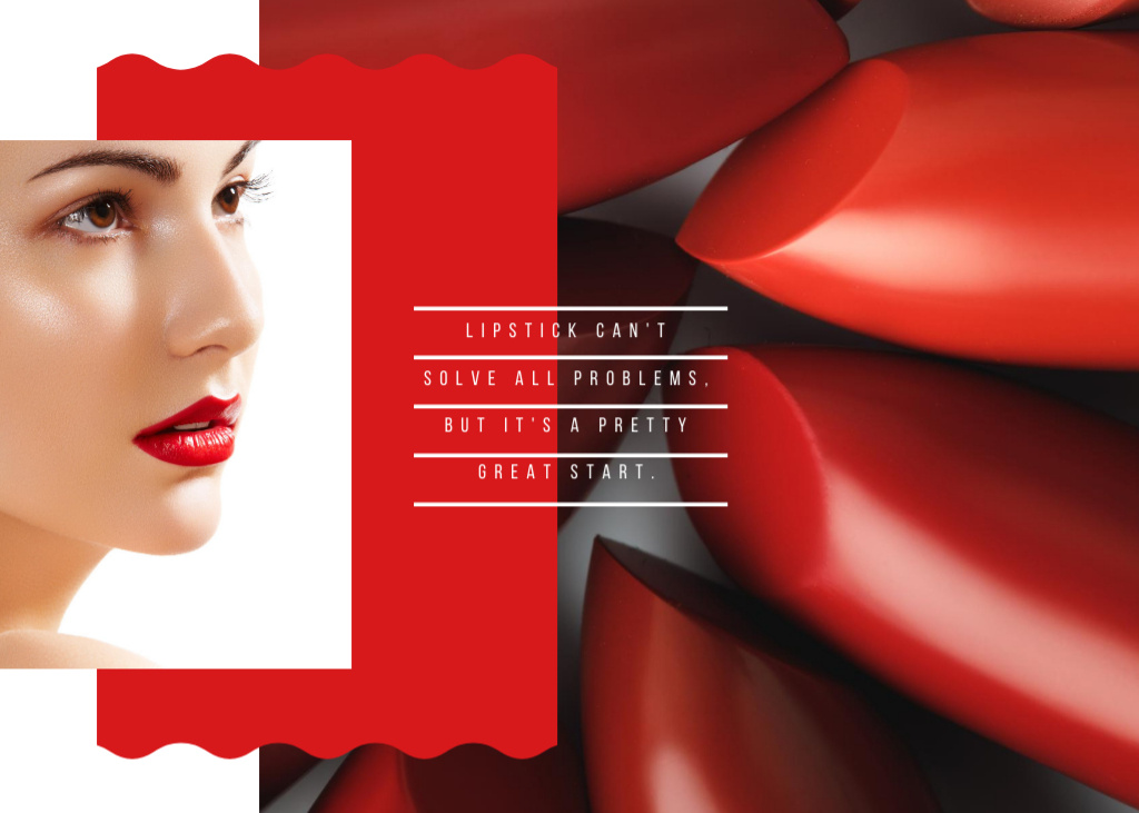 Designvorlage Inspiration Quote about Red Lipstick für Postcard 5x7in