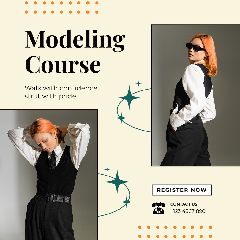 Model Courses Offer with Young Asian Women Instagram Tasarım Şablonu