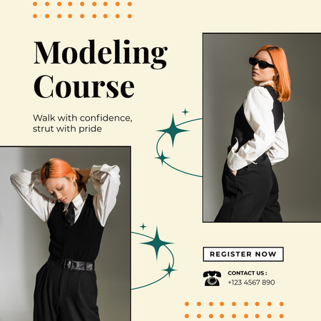 Model Courses Offer with Young Asian Women Instagram Design Template