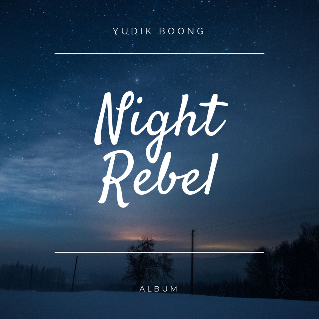 Beautiful Winter Night Landscape Album Cover – шаблон для дизайна