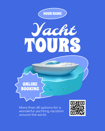 Luxury Yacht Tours Ad Poster 16x20in Tasarım Şablonu
