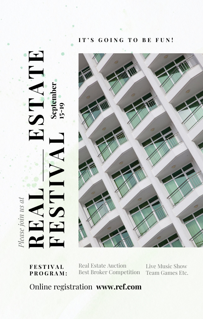 Real Estate Festival Announcement Invitation 4.6x7.2in Modelo de Design