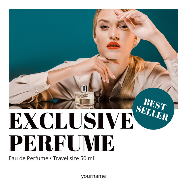 Exclusive Perfume Ad with Gorgeous Woman Instagram Tasarım Şablonu