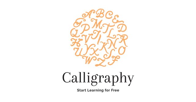 Ontwerpsjabloon van Facebook AD van Calligraphy Learning Offer For Free In White