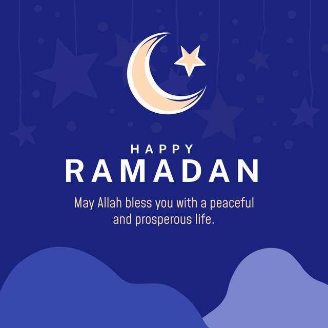 Ramadan Greeting on Blue Instagram Design Template
