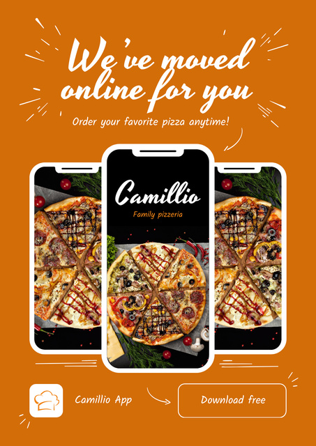 Szablon projektu Lovely Pizza Order Offer By Mobile Application In Orange Poster