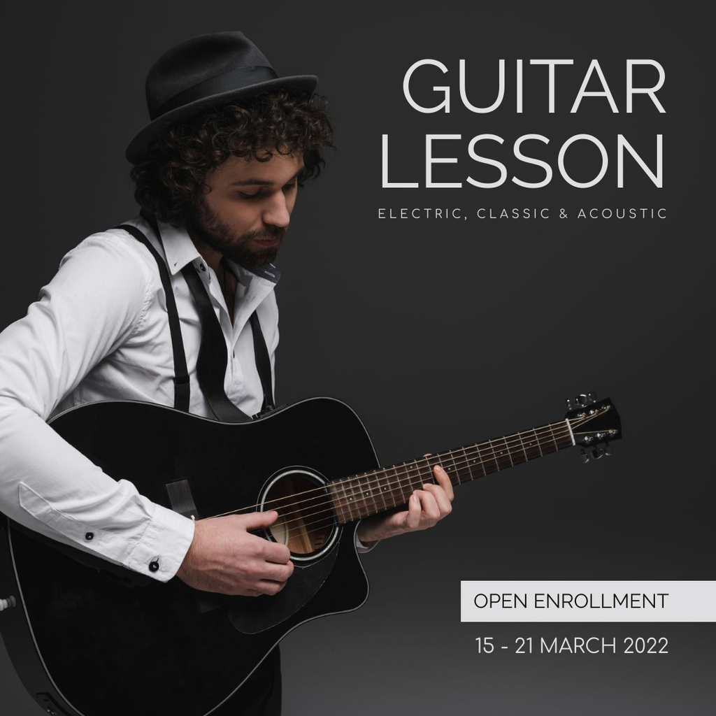 Modèle de visuel Guitar Lesson Announcement - Instagram