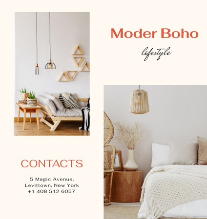 Estilo de vida moderno com oferta interior de quarto aconchegante Brochure Din Large Bi-fold Modelo de Design