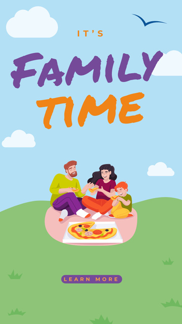 Family on a picnic in park Instagram Story Design Template