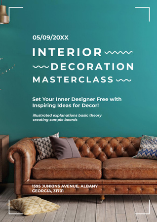 Interior Design Masterclass Announcement Poster A3 Πρότυπο σχεδίασης