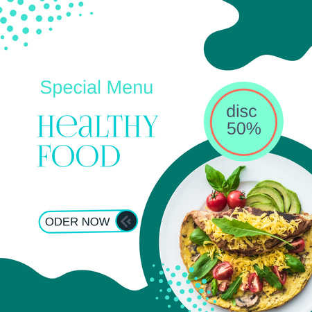 Platilla de diseño Healthy Food Discount Offer with Omelette Instagram