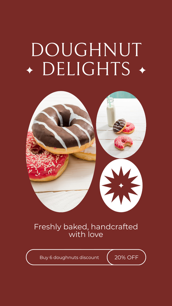 Doughnut Delights Ad with Collage Instagram Story Πρότυπο σχεδίασης
