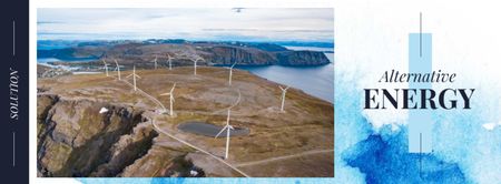 Wind turbines farm Facebook cover Design Template