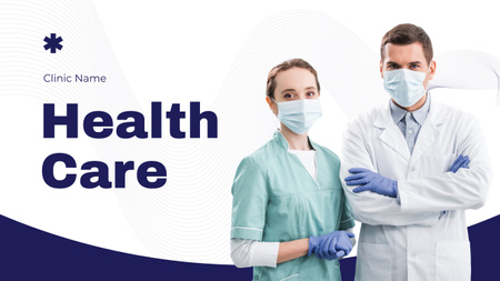 Healthcare Clinic Ad with Doctors in Masks Youtubeデザインテンプレート