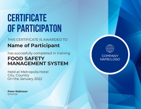 Szablon projektu Certificate Training Certificate
