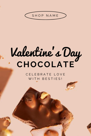 Tasty Chocolate Offer on Valentine’s Day Postcard 4x6in Vertical Design Template