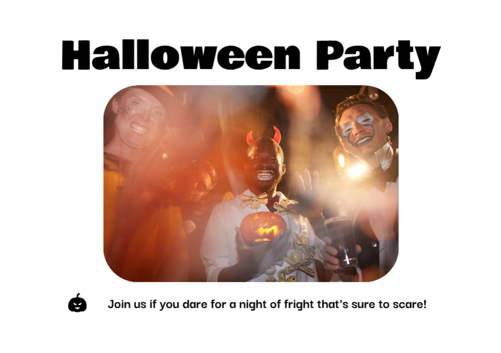 Whimsical Halloween's Party Announcement With Makeup Flyer A5 Horizontal Modelo de Design