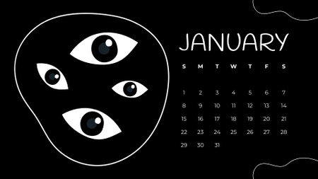 Creative Illustration of Funny Eyes Calendar Design Template