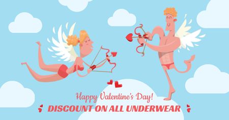 Designvorlage Valentinstag Unterwäsche Sale Cupids im Himmel für Facebook AD